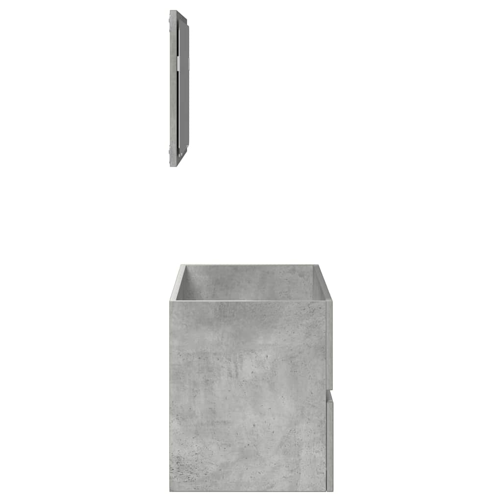 Concrete Grey Engineered Wood Bathroom Cabinet with Mirror