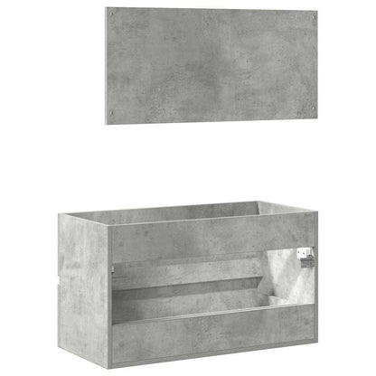 Concrete Grey Engineered Wood Bathroom Cabinet with Mirror