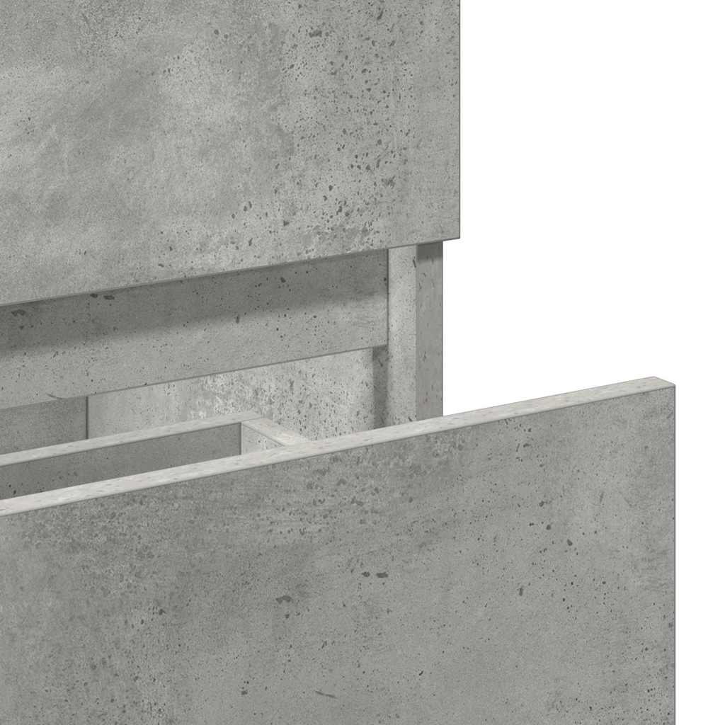 Concrete Grey Engineered Wood Bathroom Cabinet with Mirror