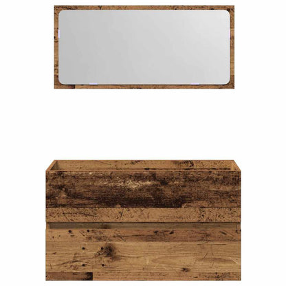 Vintage Style Bathroom Cabinet with Mirror - Reclaimed Wood Finish