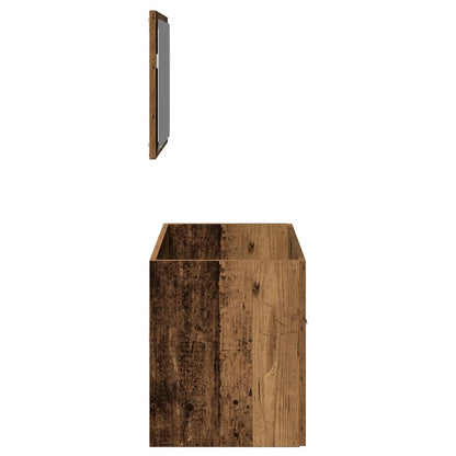 Rustic Bathroom Cabinet with Mirror - Old Engineered Wood Finish