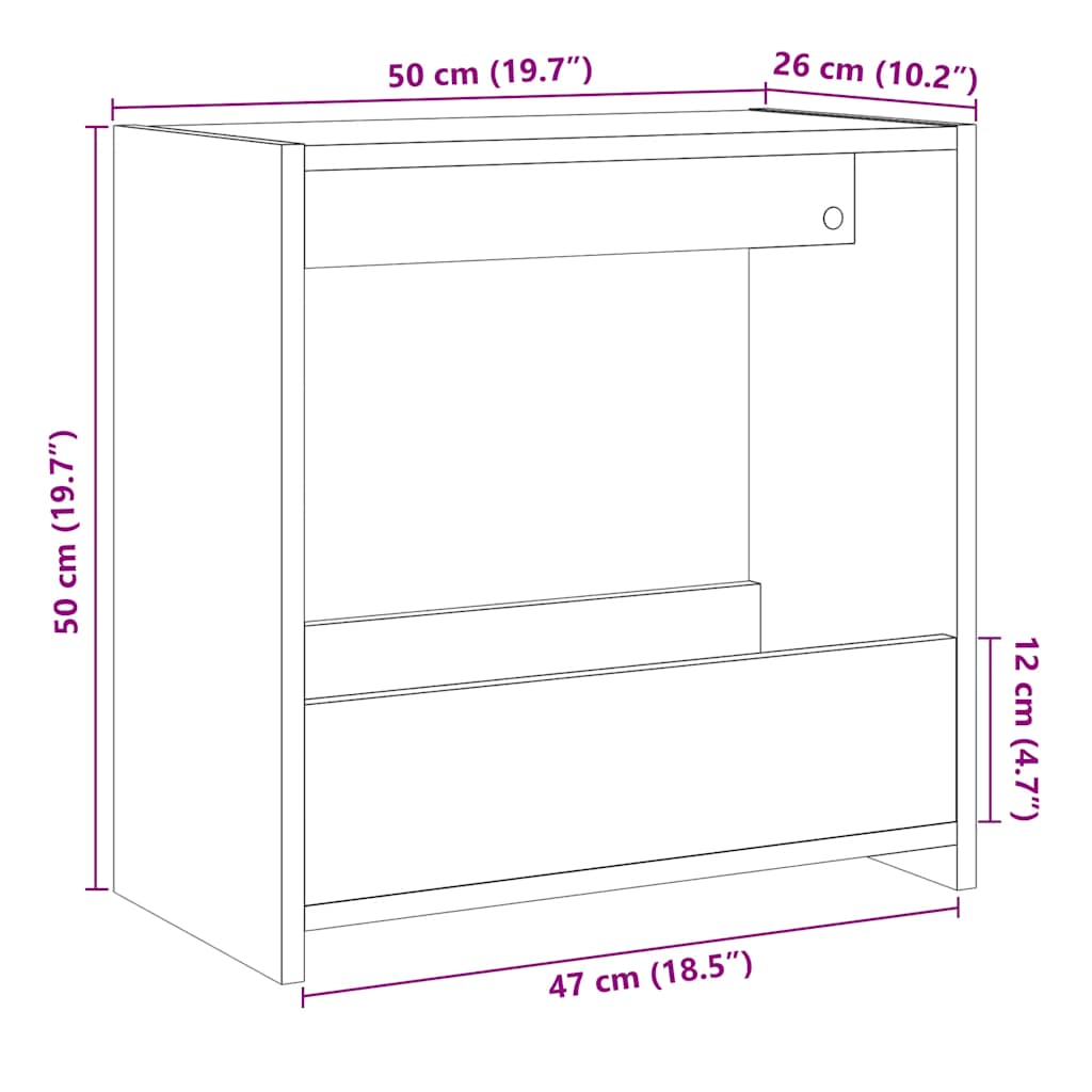 Artisan Oak Side Table 50x26x50 cm - Engineered Wood