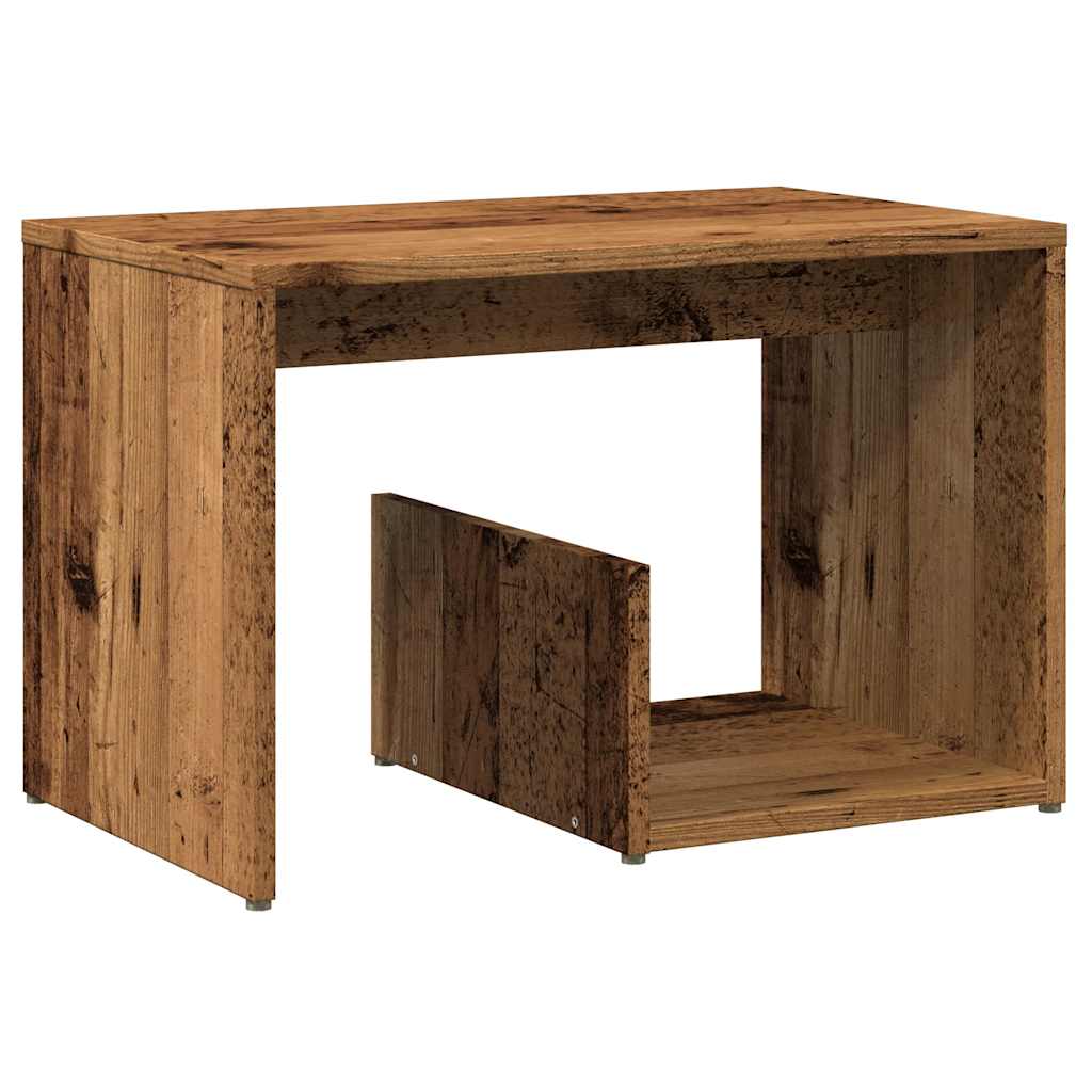 Rustic Side Table - Engineered Old Wood, 59x36x38 cm