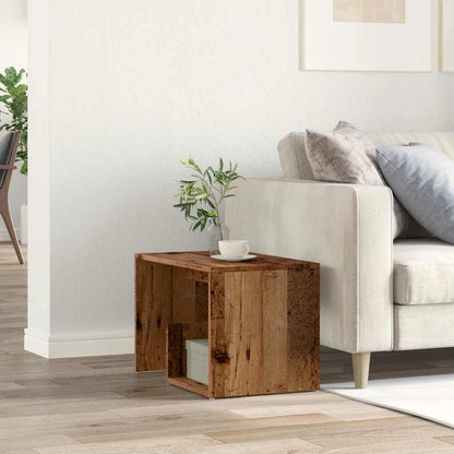 Rustic Side Table - Engineered Old Wood, 59x36x38 cm