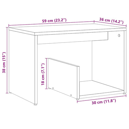 Artisan Oak Side Table - 59x36x38 cm, Engineered Wood