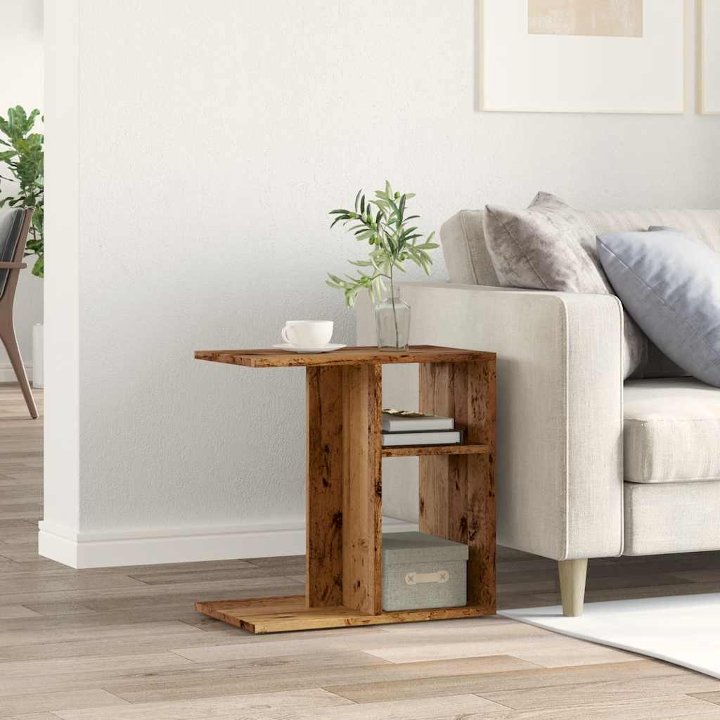 Rustic Old Wood Side Table, 50x30x50 cm - Engineered Wood Design