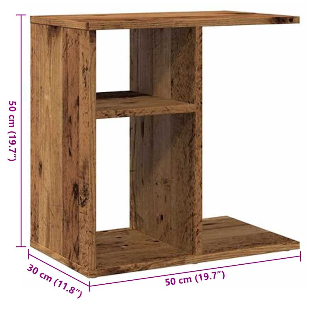 Rustic Old Wood Side Table, 50x30x50 cm - Engineered Wood Design