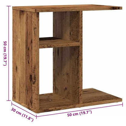 Rustic Old Wood Side Table, 50x30x50 cm - Engineered Wood Design