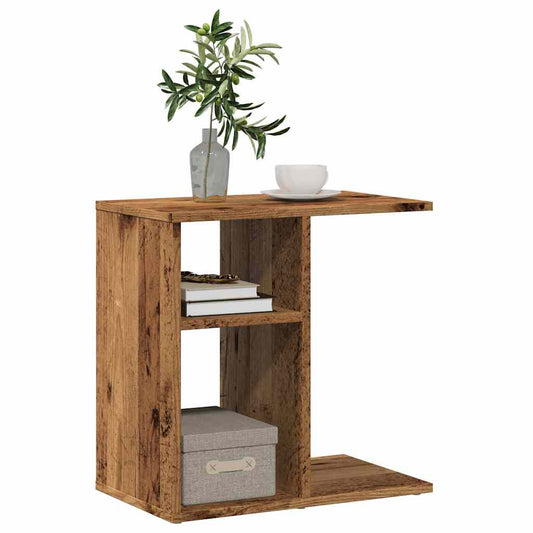 Rustic Old Wood Side Table, 50x30x50 cm - Engineered Wood Design