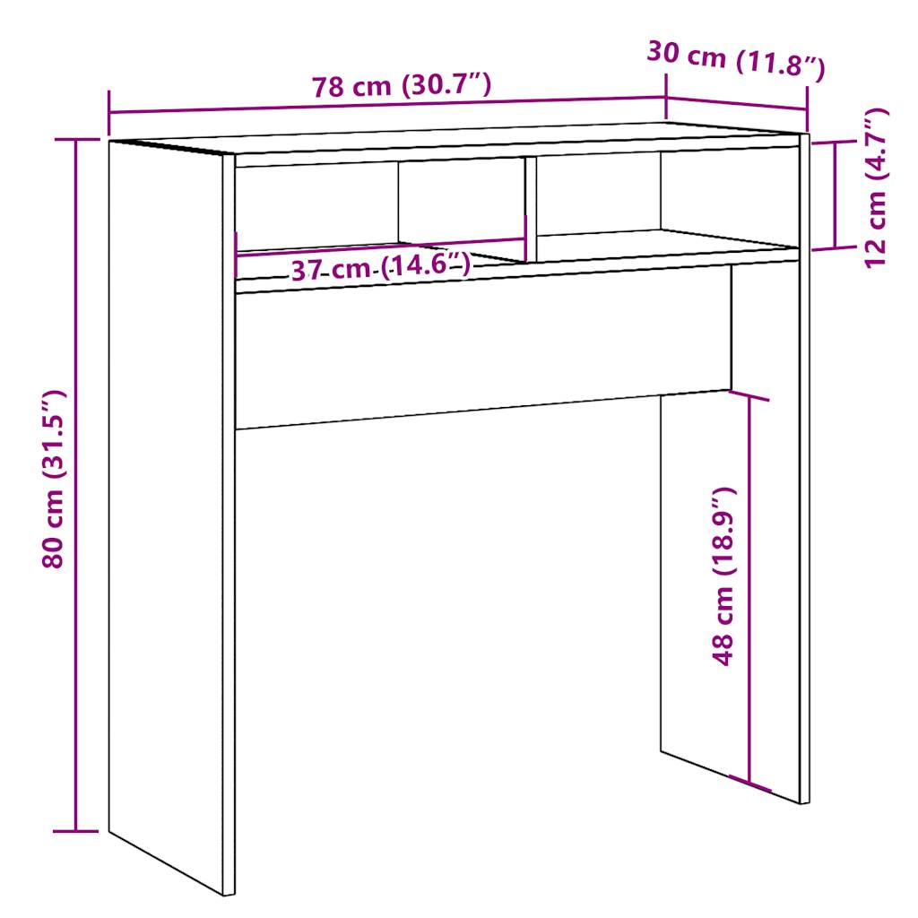 Artisan Oak Console Table, Engineered Wood, 78x30x80 cm