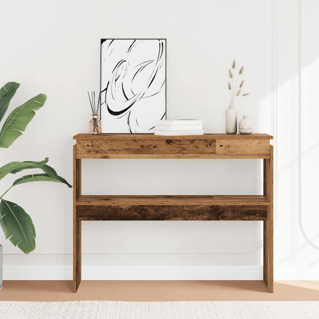 Rustic Console Table 80x30x102 cm - Engineered Old Wood Finish
