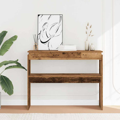Rustic Console Table 80x30x102 cm - Engineered Old Wood Finish