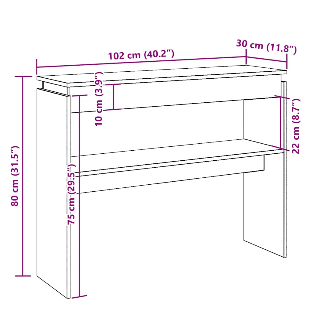 Rustic Console Table 80x30x102 cm - Engineered Old Wood Finish