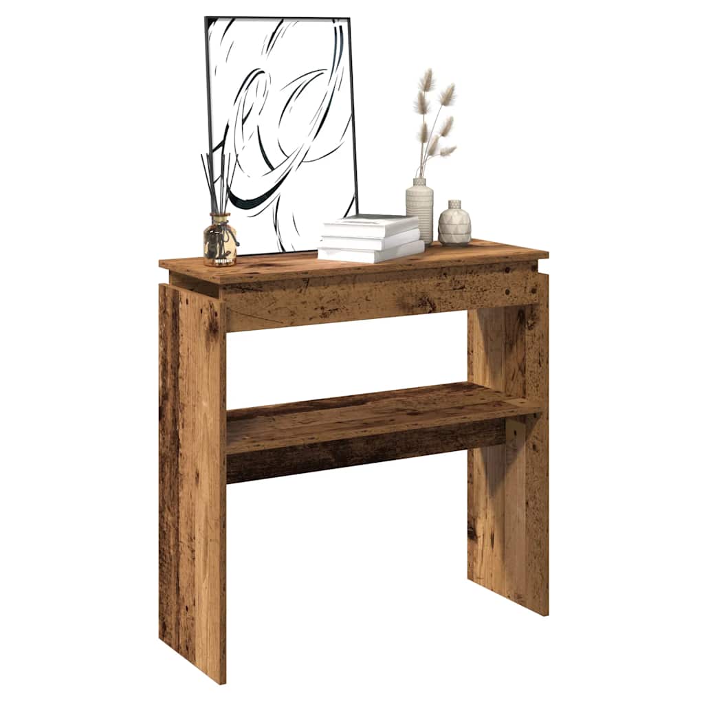 Rustic Console Table 80x30x102 cm - Engineered Old Wood Finish