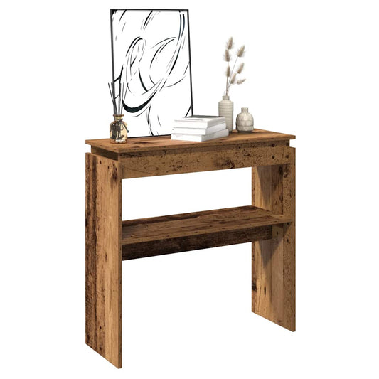 Rustic Console Table 80x30x102 cm - Engineered Old Wood Finish