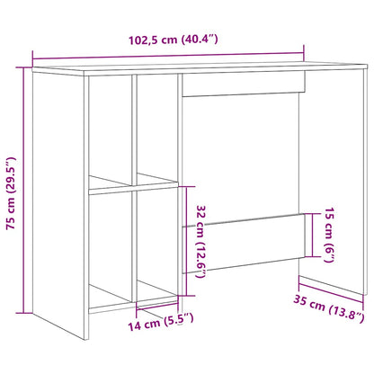 Rustic Engineered Wood Desk - 102.5x35x75 cm Vintage Style