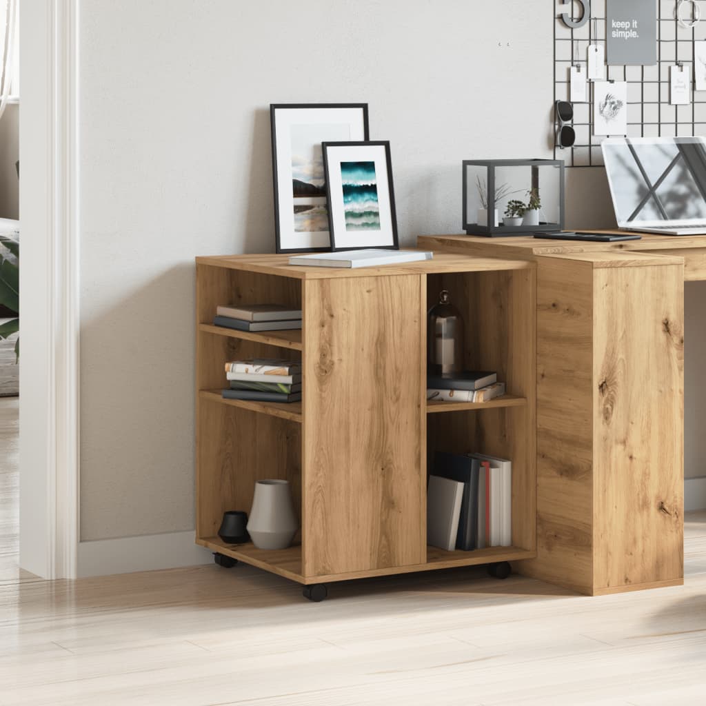 Rolling Cabinet Artisan Oak 60x53x72 cm Engineered Wood