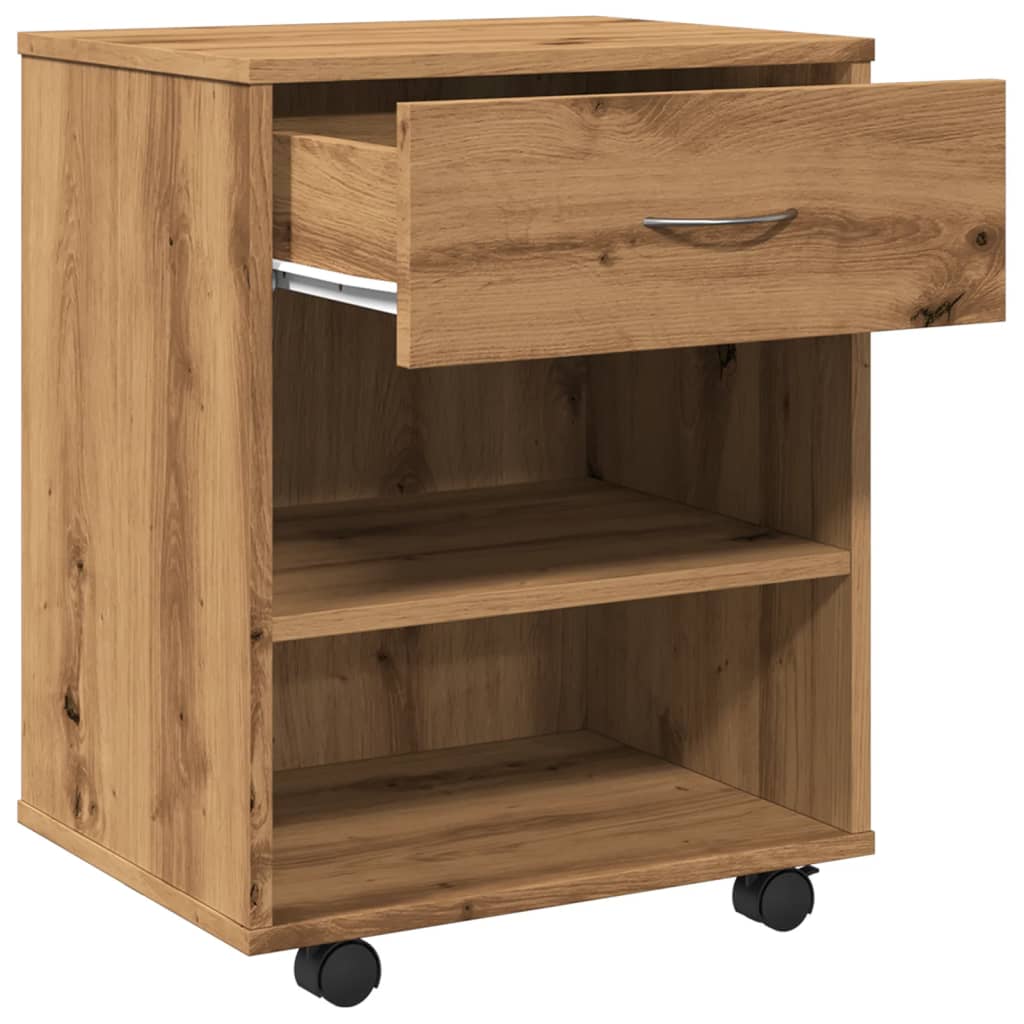 Rolling Cabinet Artisan Oak 46x36x59 cm Engineered Wood
