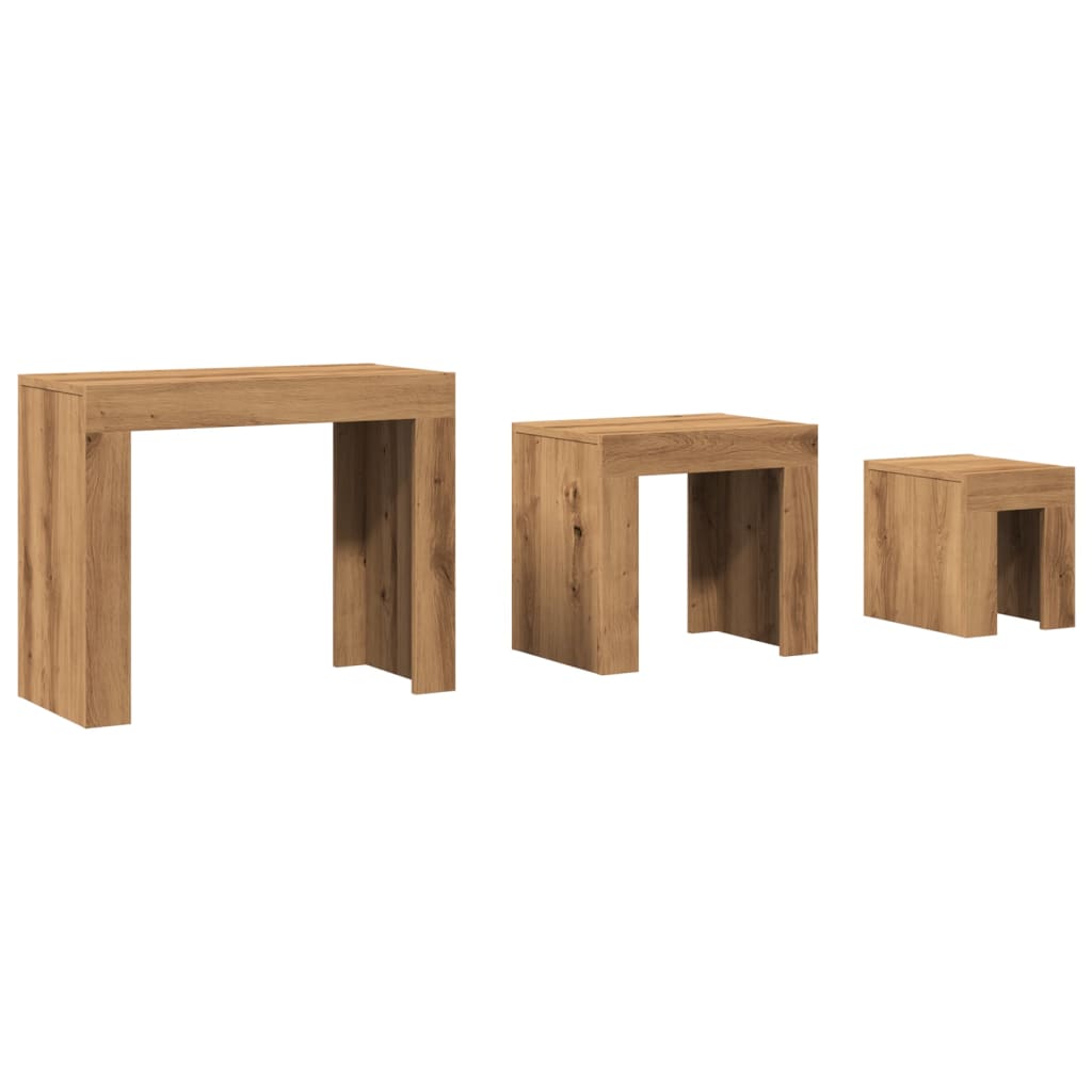 Nesting Coffee Tables 3 pcs Artisian Oak Engineered Wood