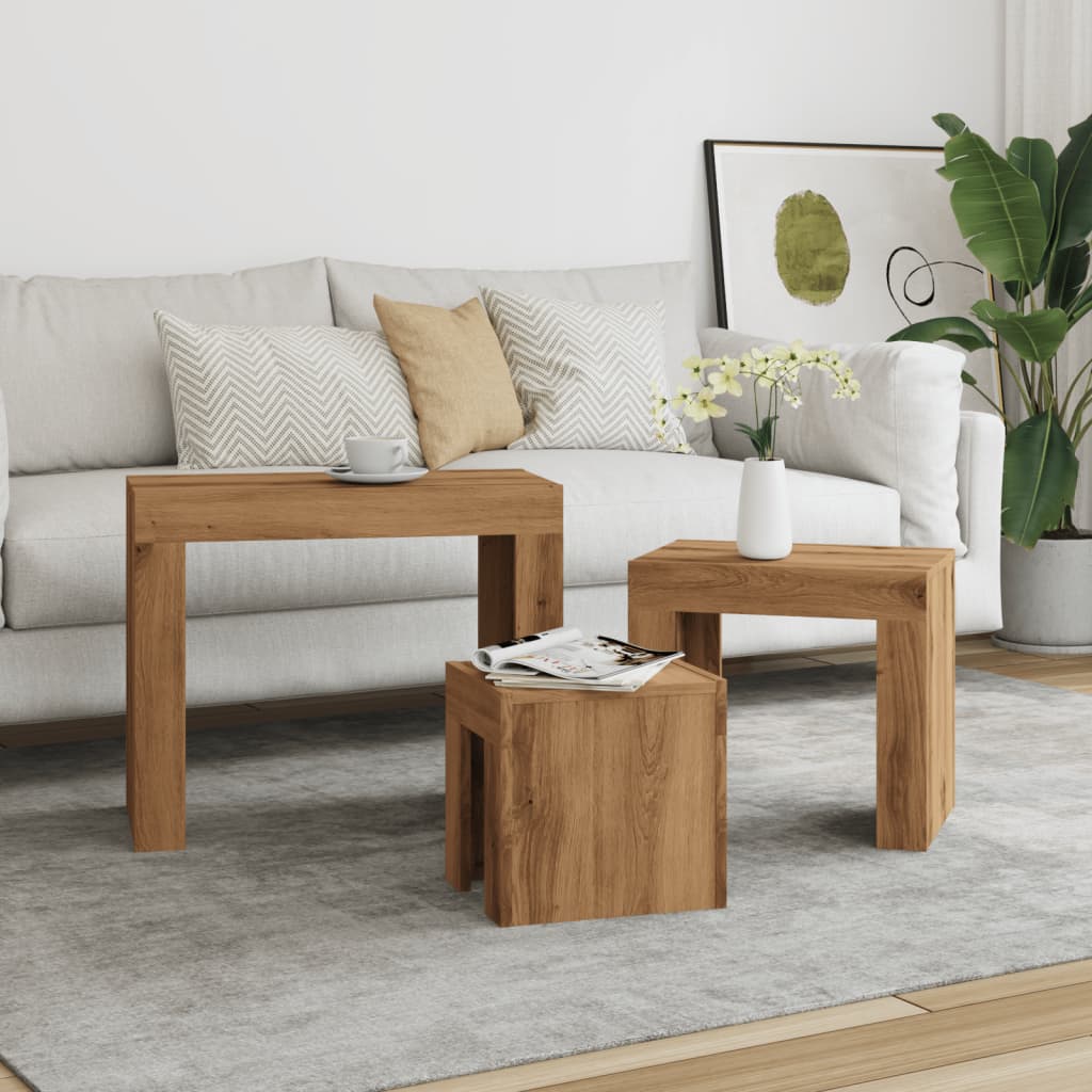 Nesting Coffee Tables 3 pcs Artisian Oak Engineered Wood