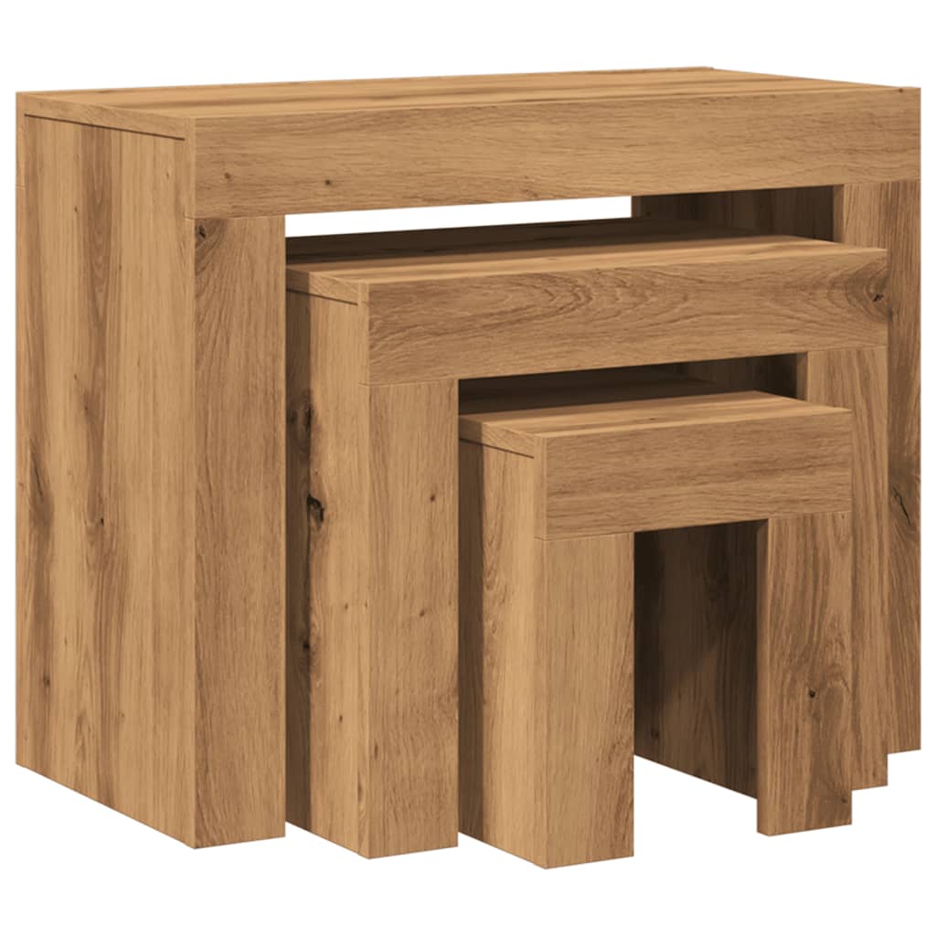Nesting Coffee Tables 3 pcs Artisian Oak Engineered Wood