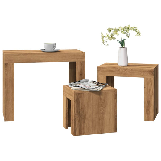 Nesting Coffee Tables 3 pcs Artisian Oak Engineered Wood