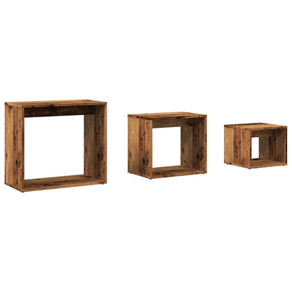 Vintage-Look Nesting Tables Set, 3pcs Engineered Wood, Old Wood Finish