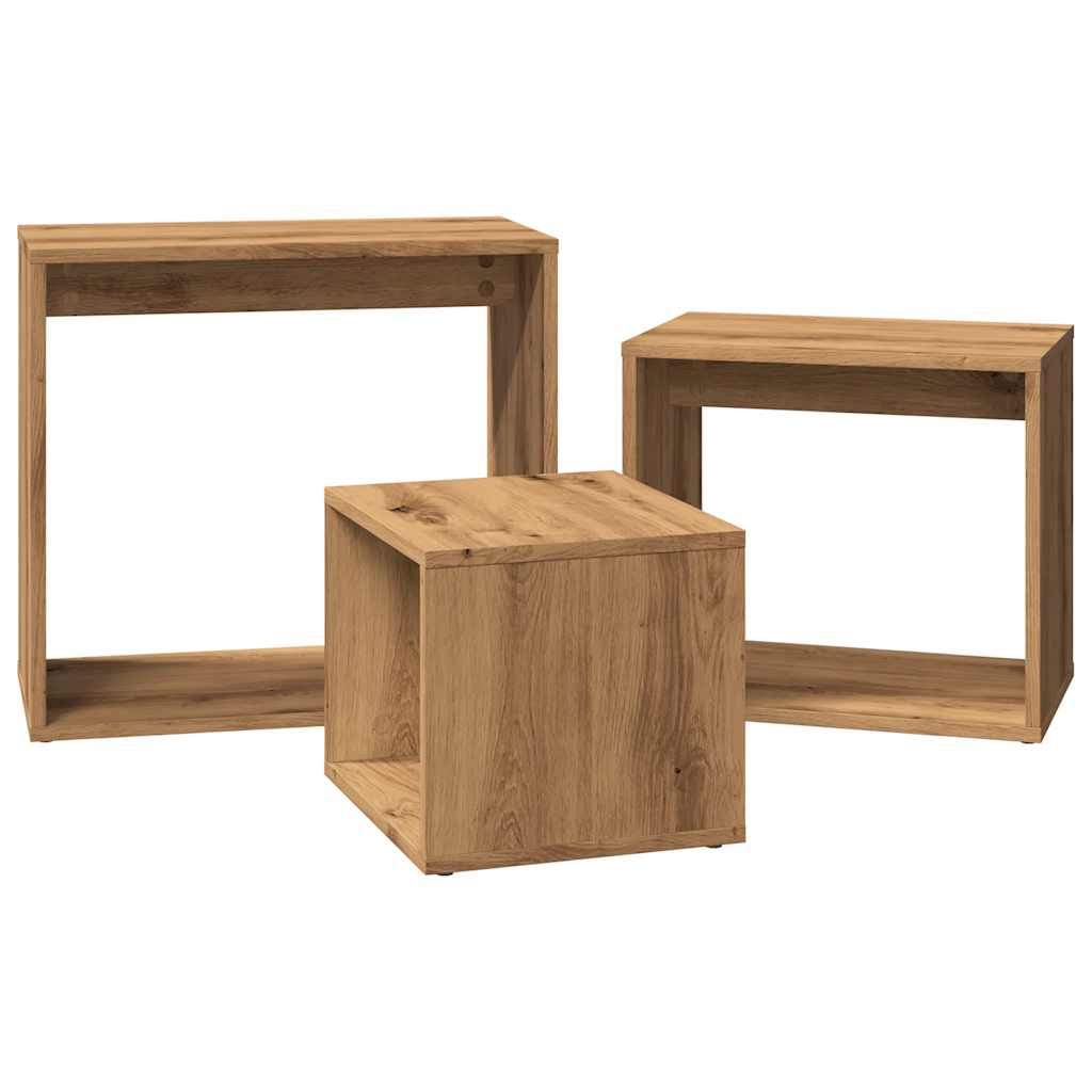 Artisan Oak Engineered Wood Nesting Tables Set of 3