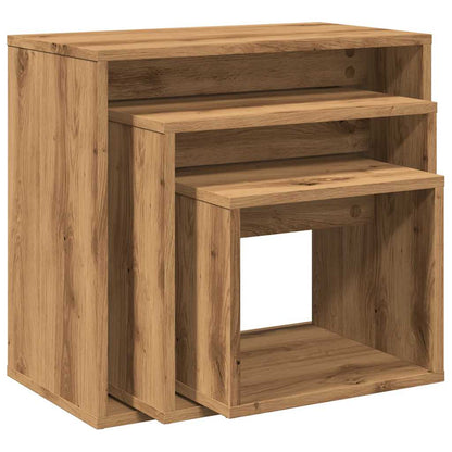 Artisan Oak Engineered Wood Nesting Tables Set of 3