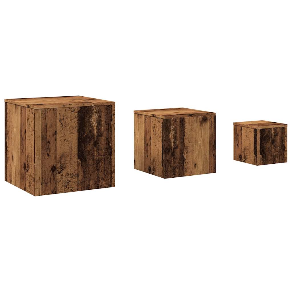 3-Piece Vintage Style Side Tables, Old Engineered Wood Finish