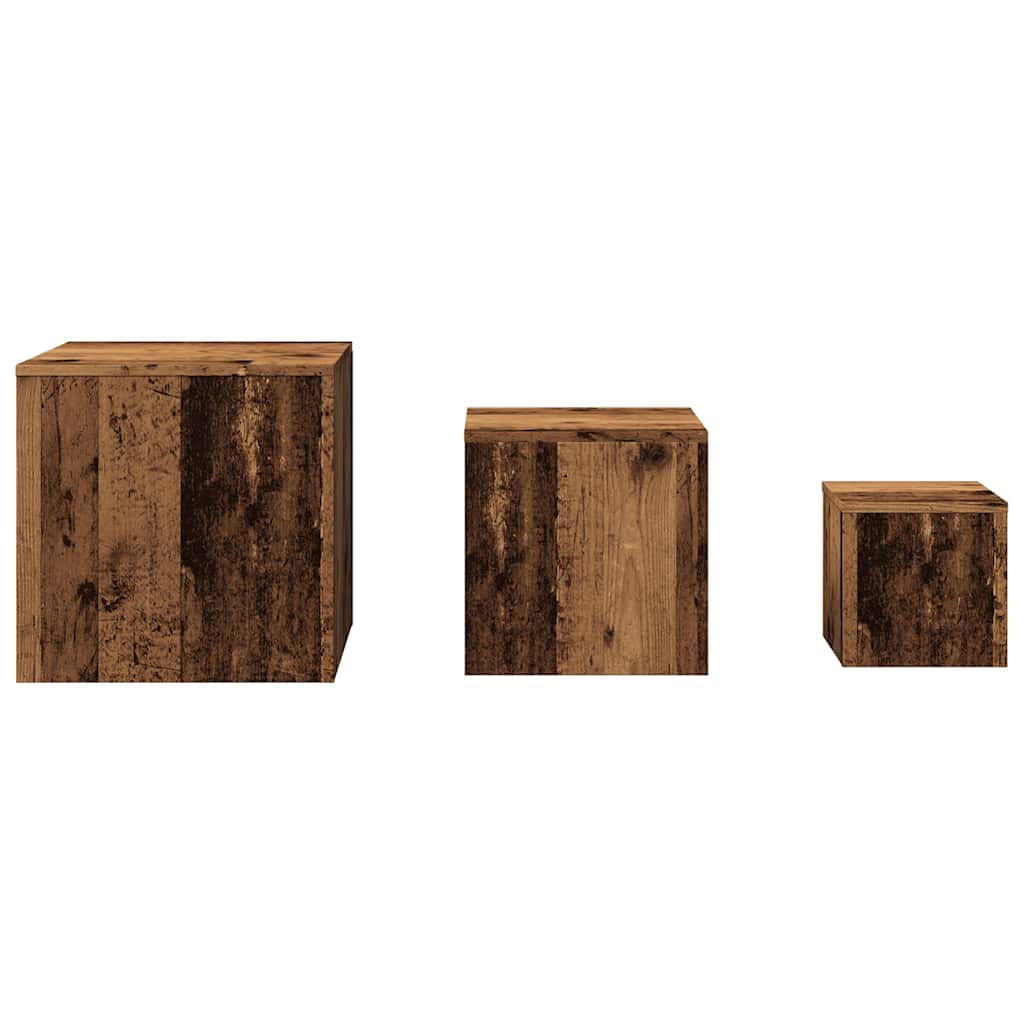 3-Piece Vintage Style Side Tables, Old Engineered Wood Finish