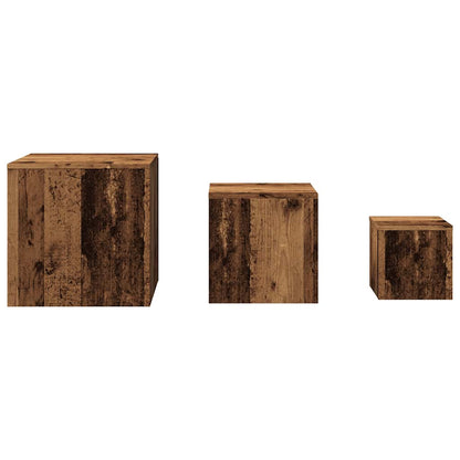 3-Piece Vintage Style Side Tables, Old Engineered Wood Finish