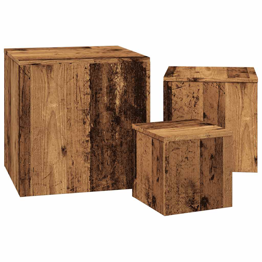 3-Piece Vintage Style Side Tables, Old Engineered Wood Finish