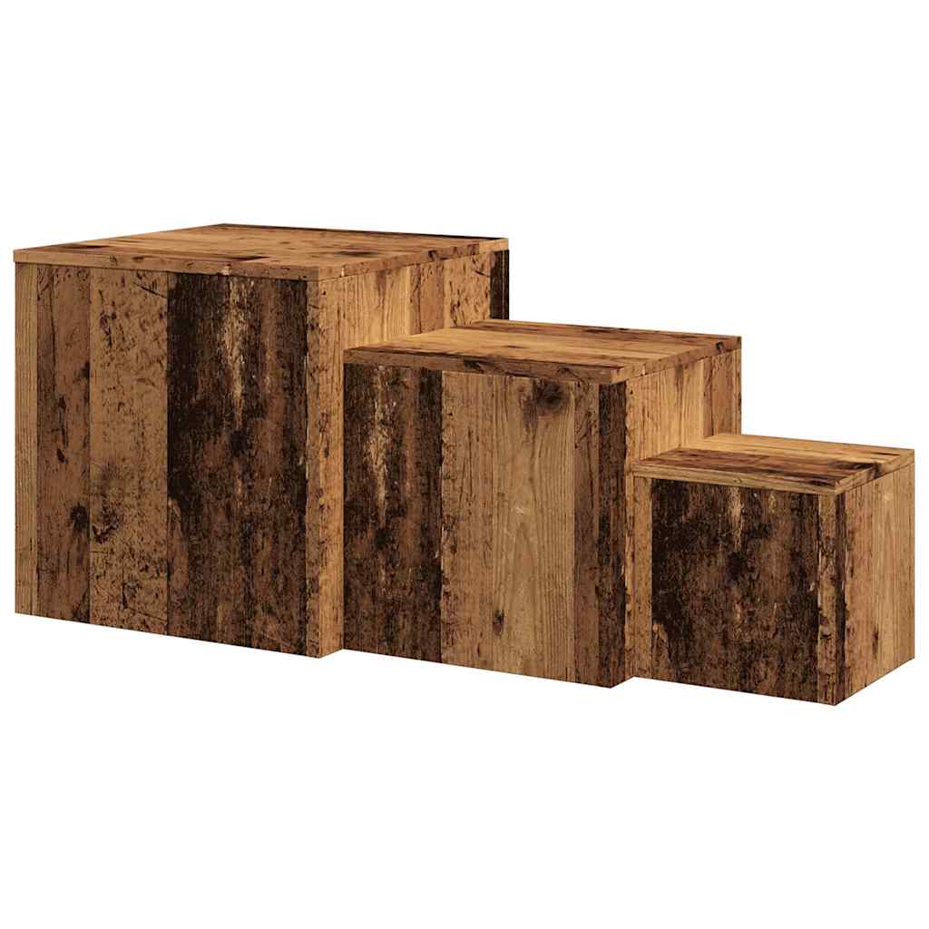 3-Piece Vintage Style Side Tables, Old Engineered Wood Finish