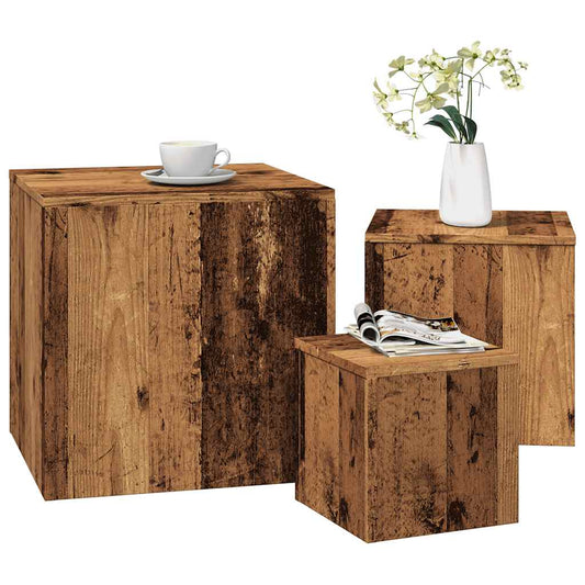 3-Piece Vintage Style Side Tables, Old Engineered Wood Finish