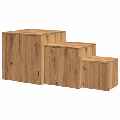 Artisan Oak Engineered Wood Side Tables Set - 3 Pcs