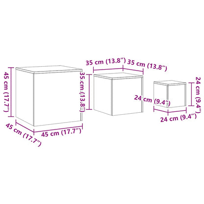 Artisan Oak Engineered Wood Side Tables Set - 3 Pcs