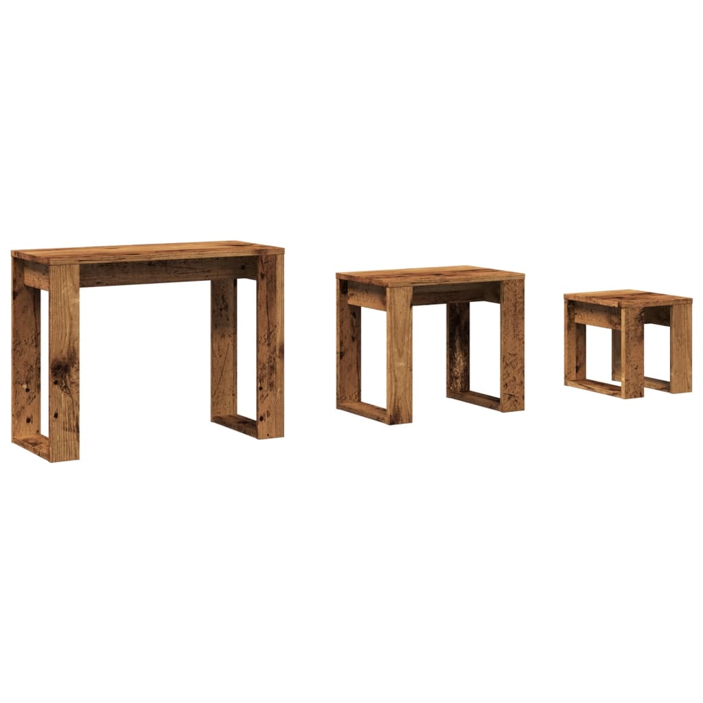 3-Piece Rustic Nesting Tables - Reclaimed Engineered Wood