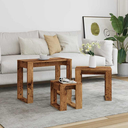 3-Piece Rustic Nesting Tables - Reclaimed Engineered Wood
