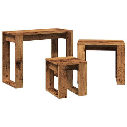 3-Piece Rustic Nesting Tables - Reclaimed Engineered Wood