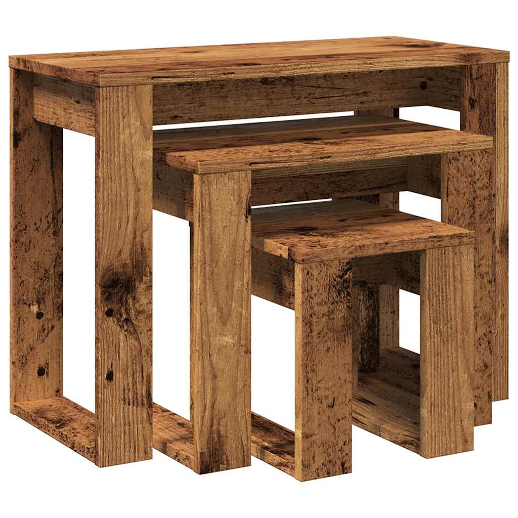 3-Piece Rustic Nesting Tables - Reclaimed Engineered Wood