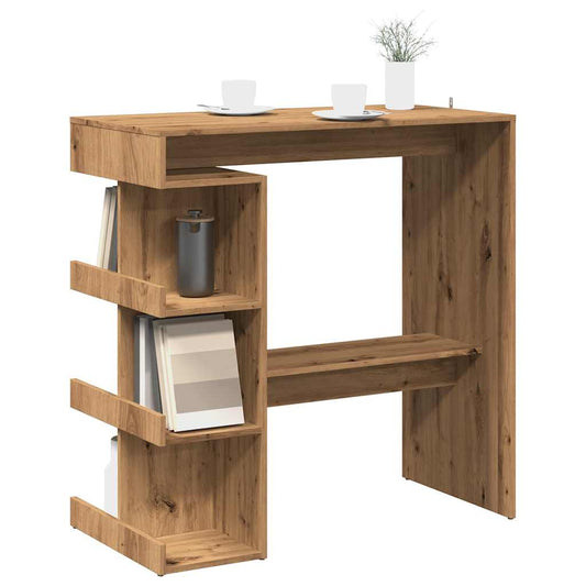 Artisan Oak Bar Table with Storage Rack - 100x48x101.5 cm