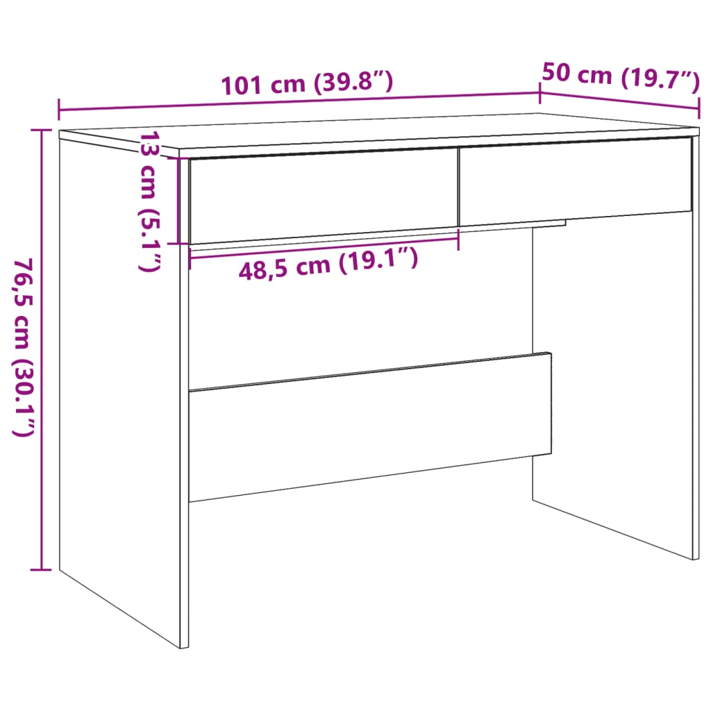 Oak Desk Artisan 101x50x76.5 cm - Engineered Wood Excellence