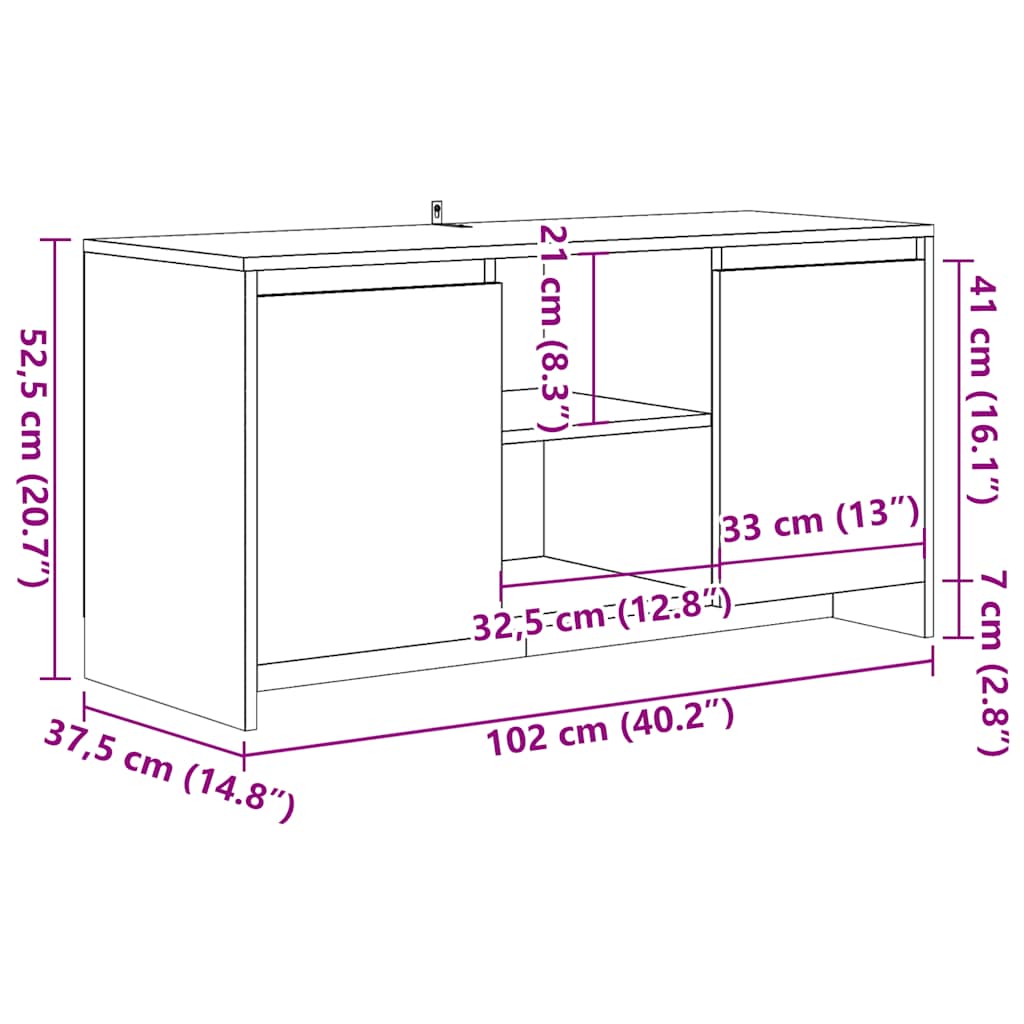 TV Cabinet Old Wood 102x37.5x52.5 cm Engineered Wood