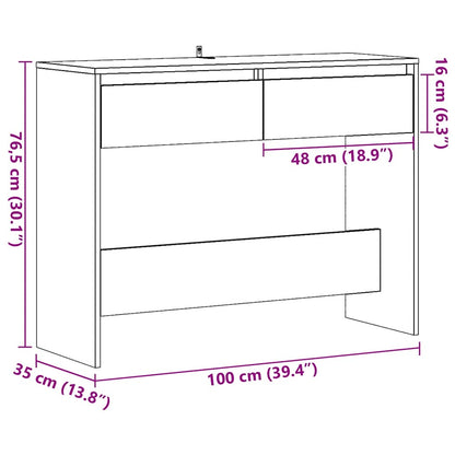 Artisan Oak Console Table - 100x35x76.5 cm, Engineered Wood