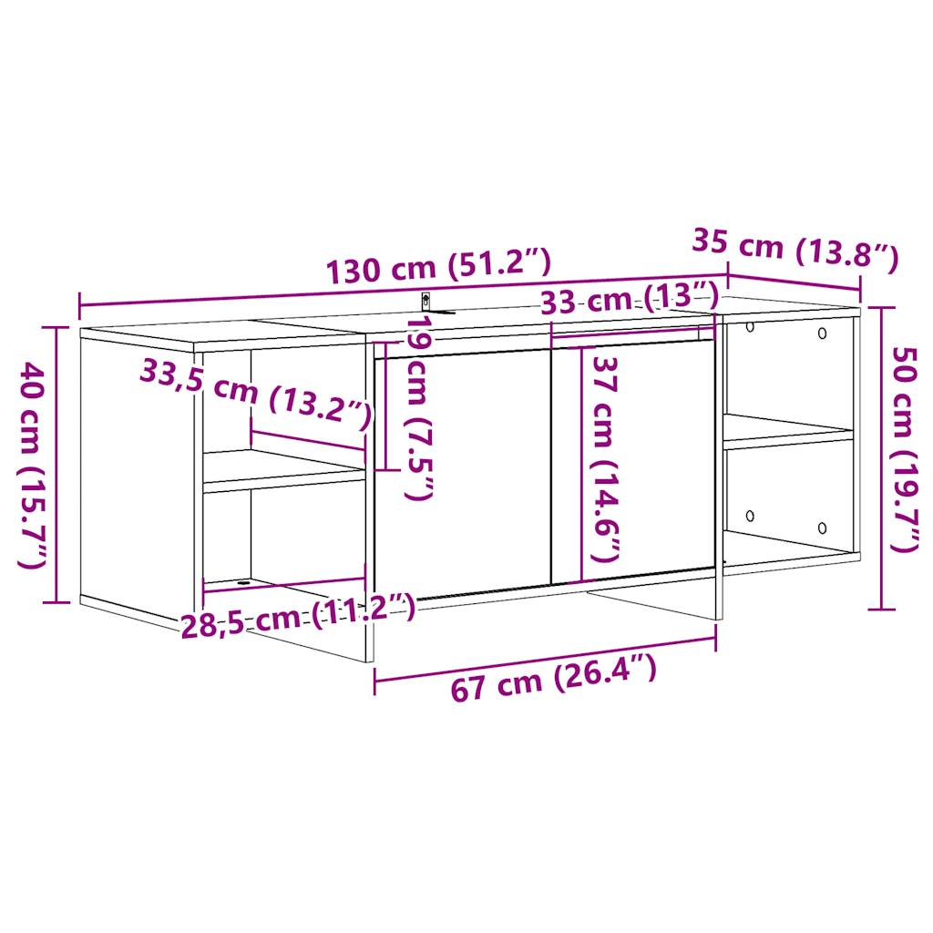 TV Cabinet Artisan Oak 130x35x50 cm Engineered Wood