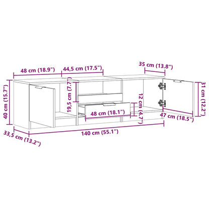 TV Cabinet Old Wood 140x35x40 cm Engineered Wood