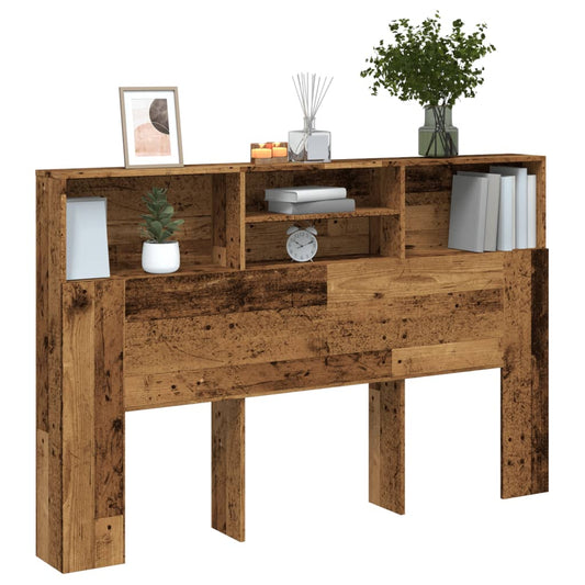 Rustic Headboard Cabinet - 160x19x103.5 cm, Engineered Old Wood