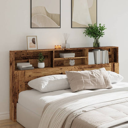 Rustic Headboard Cabinet, 200x19x103.5 cm, Reclaimed Wood Finish