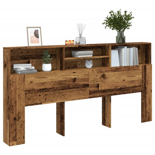 Rustic Headboard Cabinet, 200x19x103.5 cm, Reclaimed Wood Finish